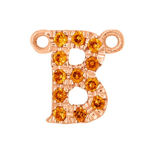 Orange Sapphire + 14k Rose Gold Letter Charm