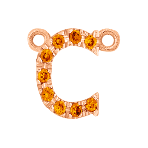 Orange Sapphire + 14k Rose Gold Letter Charm