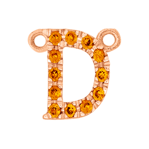 Orange Sapphire + 14k Rose Gold Letter Charm