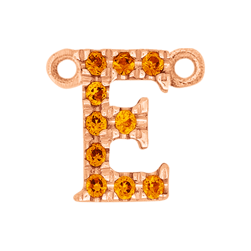 Orange Sapphire + 14k Rose Gold Letter Charm