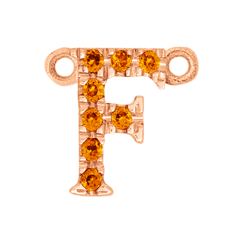 Orange Sapphire + 14k Rose Gold Letter Charm
