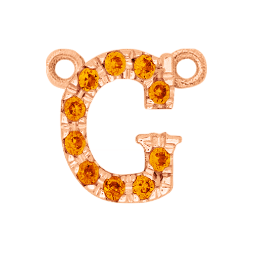 Orange Sapphire + 14k Rose Gold Letter Charm