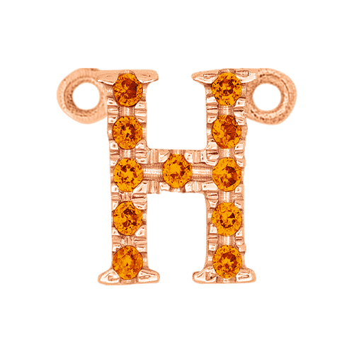 Orange Sapphire + 14k Rose Gold Letter Charm