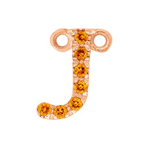 Orange Sapphire + 14k Rose Gold Letter Charm