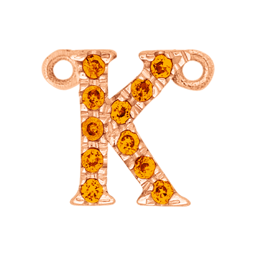 Orange Sapphire + 14k Rose Gold Letter Charm