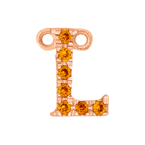 Orange Sapphire + 14k Rose Gold Letter Charm