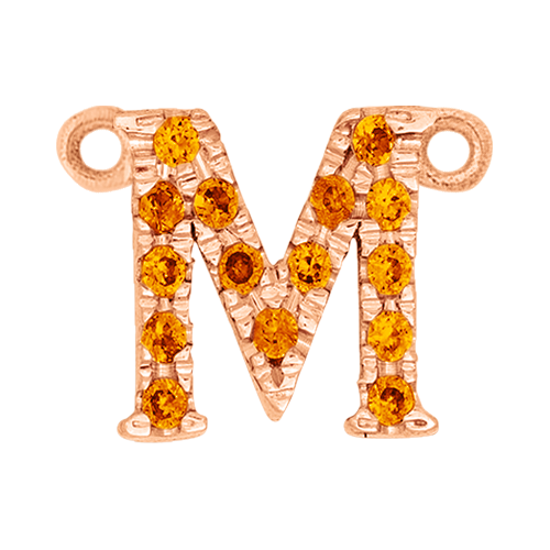 Orange Sapphire + 14k Rose Gold Letter Charm