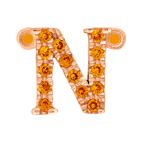 Orange Sapphire + 14k Rose Gold Letter Charm