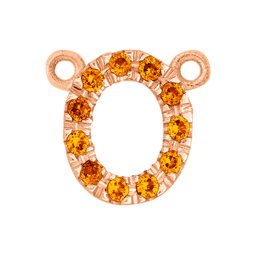 Orange Sapphire + 14k Rose Gold Letter Charm