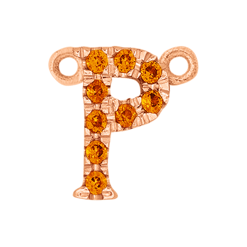 Orange Sapphire + 14k Rose Gold Letter Charm