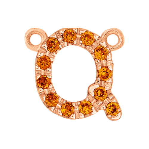 Orange Sapphire + 14k Rose Gold Letter Charm