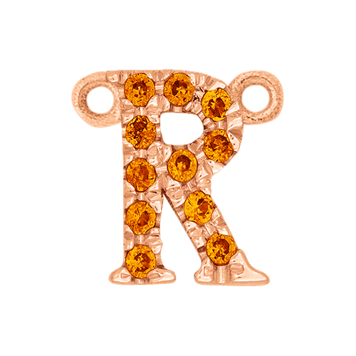 Orange Sapphire + 14k Rose Gold Letter Charm