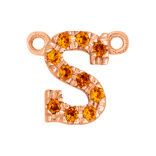 Orange Sapphire + 14k Rose Gold Letter Charm