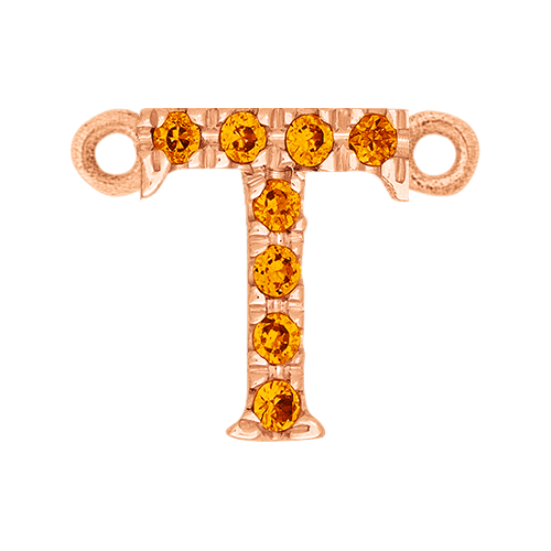 Orange Sapphire + 14k Rose Gold Letter Charm