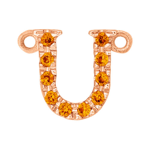 Orange Sapphire + 14k Rose Gold Letter Charm