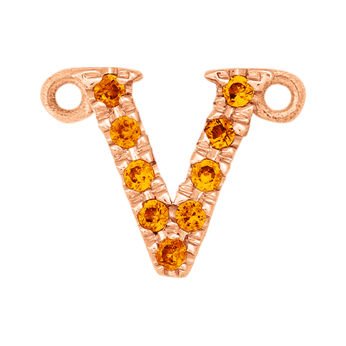 Orange Sapphire + 14k Rose Gold Letter Charm
