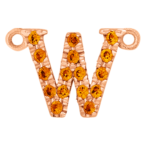 Orange Sapphire + 14k Rose Gold Letter Charm