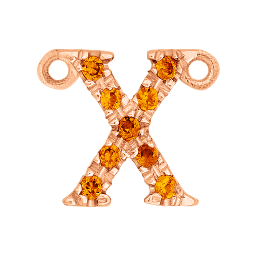 Orange Sapphire + 14k Rose Gold Letter Charm