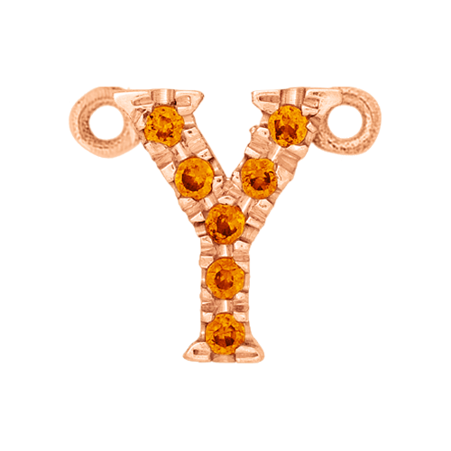 Orange Sapphire + 14k Rose Gold Letter Charm