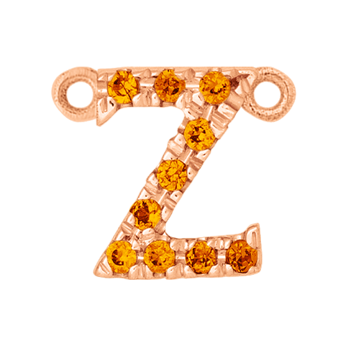 Orange Sapphire + 14k Rose Gold Letter Charm