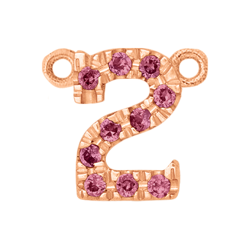 Pink Sapphire + 14k Rose Gold Number Charm