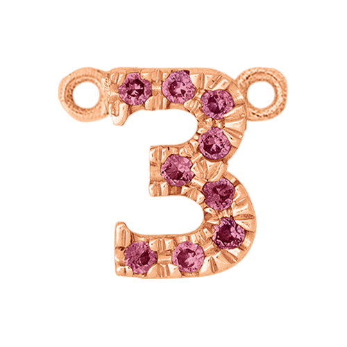 Pink Sapphire + 14k Rose Gold Number Charm