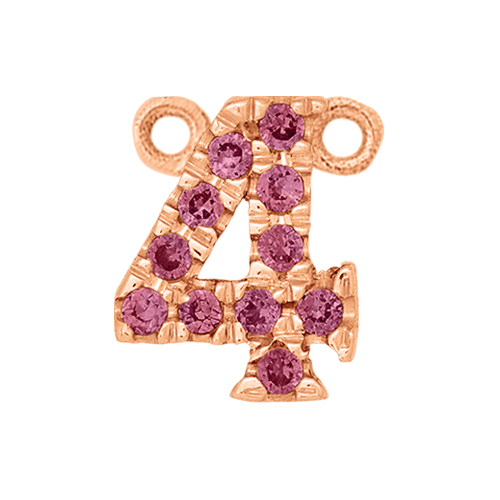 Pink Sapphire + 14k Rose Gold Number Charm