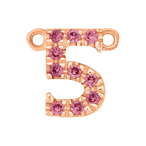 Pink Sapphire + 14k Rose Gold Number Charm