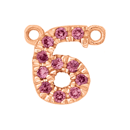 Pink Sapphire + 14k Rose Gold Number Charm