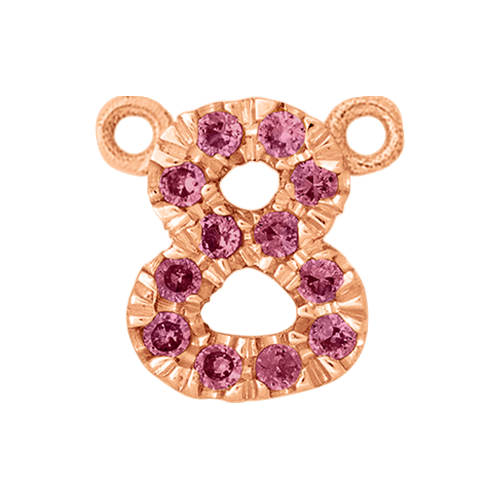 Pink Sapphire + 14k Rose Gold Number Charm