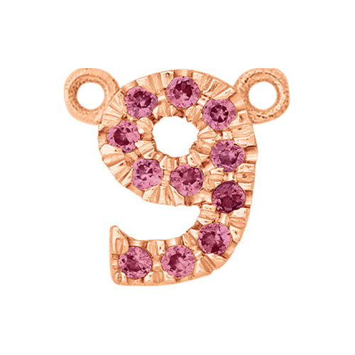 Pink Sapphire + 14k Rose Gold Number Charm