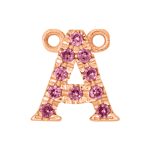 Pink Sapphire + 14k Rose Gold Letter Charm