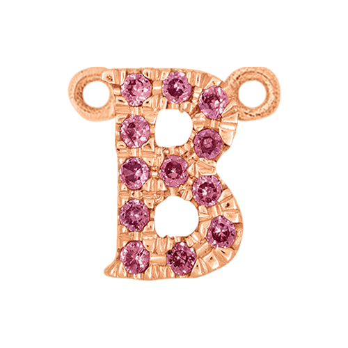 Pink Sapphire + 14k Rose Gold Letter Charm