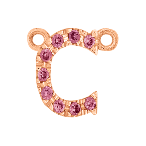 Pink Sapphire + 14k Rose Gold Letter Charm