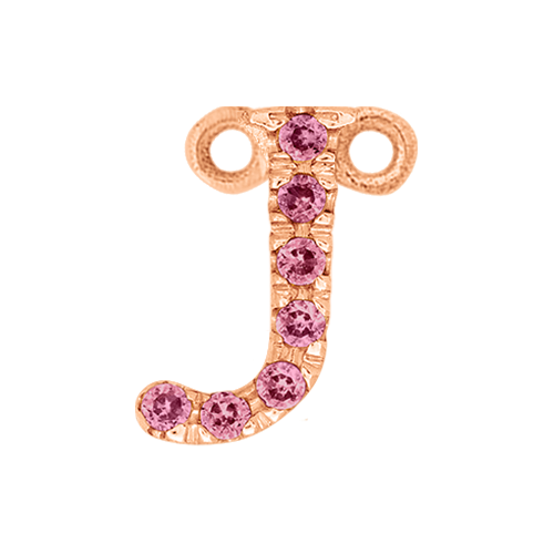 Pink Sapphire + 14k Rose Gold Letter Charm