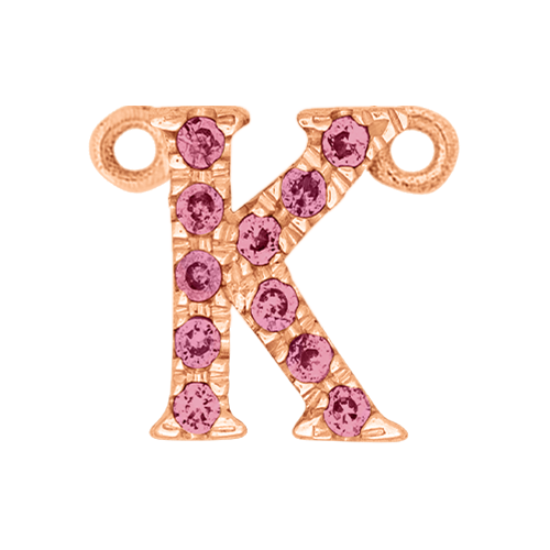Pink Sapphire + 14k Rose Gold Letter Charm