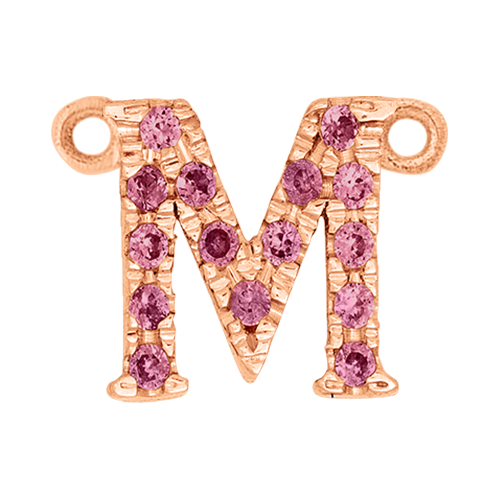 Pink Sapphire + 14k Rose Gold Letter Charm