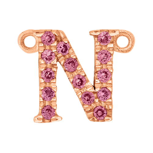Pink Sapphire + 14k Rose Gold Letter Charm