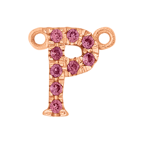 Pink Sapphire + 14k Rose Gold Letter Charm