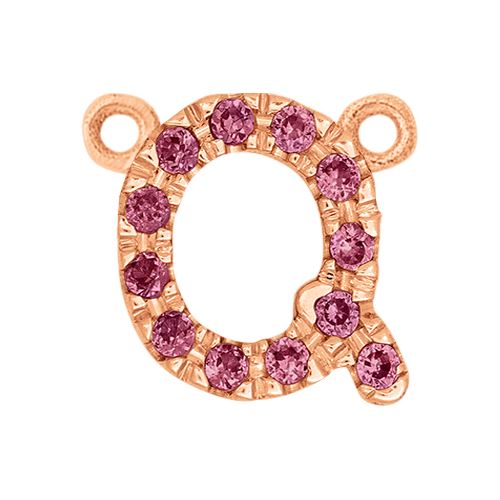 Pink Sapphire + 14k Rose Gold Letter Charm