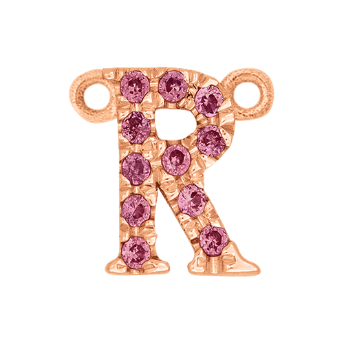 Pink Sapphire + 14k Rose Gold Letter Charm
