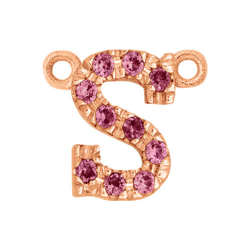 Pink Sapphire + 14k Rose Gold Letter Charm