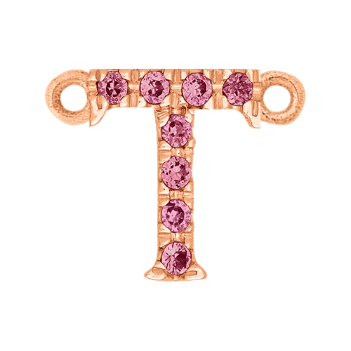 Pink Sapphire + 14k Rose Gold Letter Charm