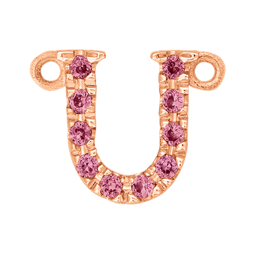 Pink Sapphire + 14k Rose Gold Letter Charm