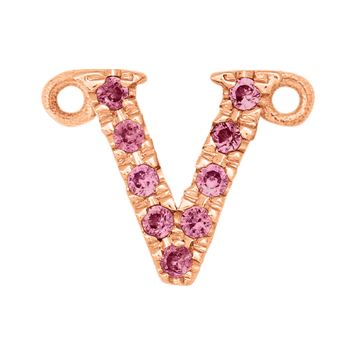 Pink Sapphire + 14k Rose Gold Letter Charm