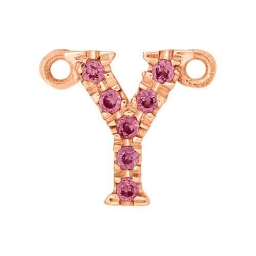 Pink Sapphire + 14k Rose Gold Letter Charm