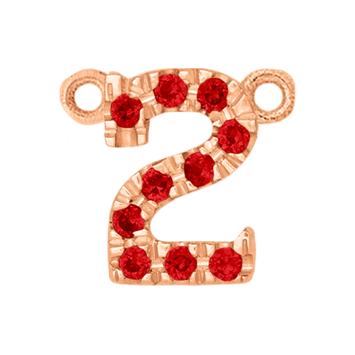 Ruby + 14k Rose Gold Number Charm