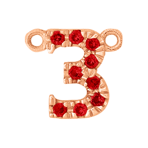 Ruby + 14k Rose Gold Number Charm