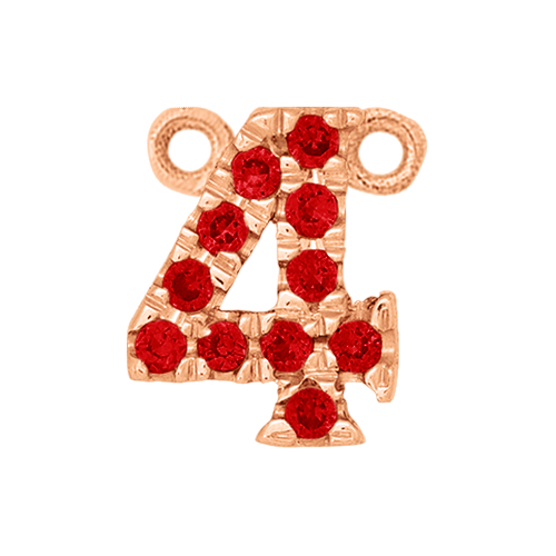 Ruby + 14k Rose Gold Number Charm