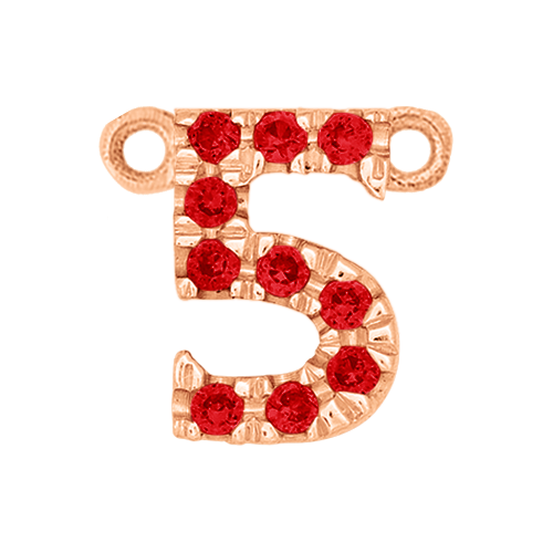 Ruby + 14k Rose Gold Number Charm